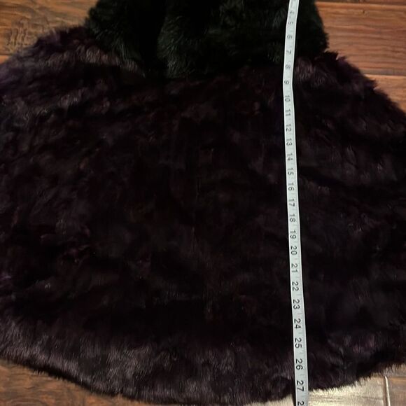 Terry Lewis Faux Fur Purple Black Collar Area Pullover Poncho Event - Picture 11 of 13